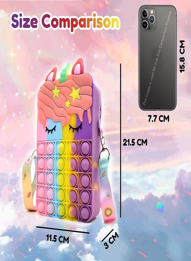 4AJ BAZAAR Unicorn Bag Sling Bag Toy for Girls Kids, Pop It Bag for Girls, Pop It Fidget Toy Shoulder Bag Stress Relief Toy (POPBAG-UNI-BIG-MULTICOLOR) - Image 4